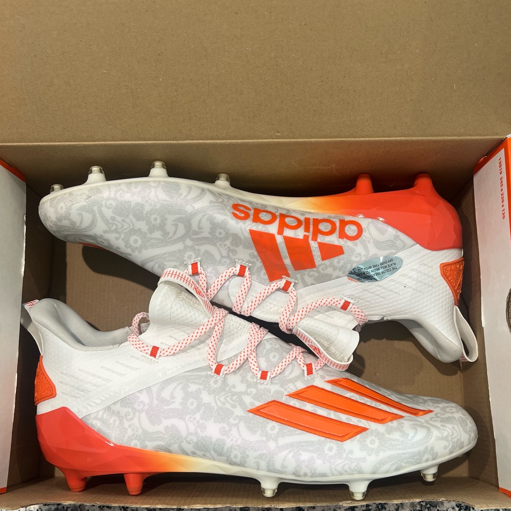 Size 13.5 Adidas Adizero Young King Orange Floral Football Cleats Fv4800